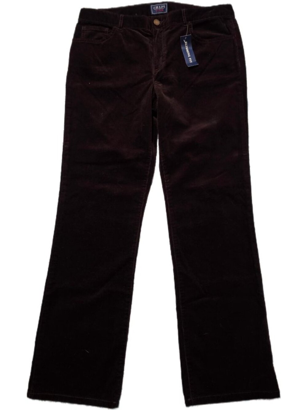 Chaps Denim NWT Chocolate Brown Micro Wale Fine Corduroy Slimming Pants Sz 14